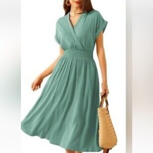 Grace Karin Green Smocked Tiered Sundress